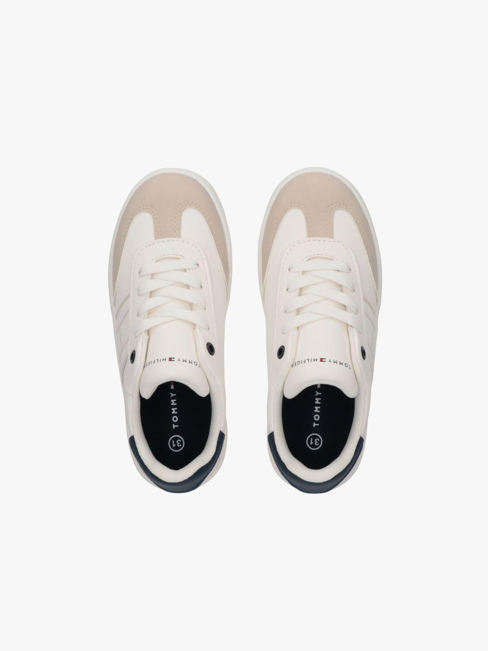 SNEAKER BASSA ALLACCIATA BEIGE/BIANCO/BLU 