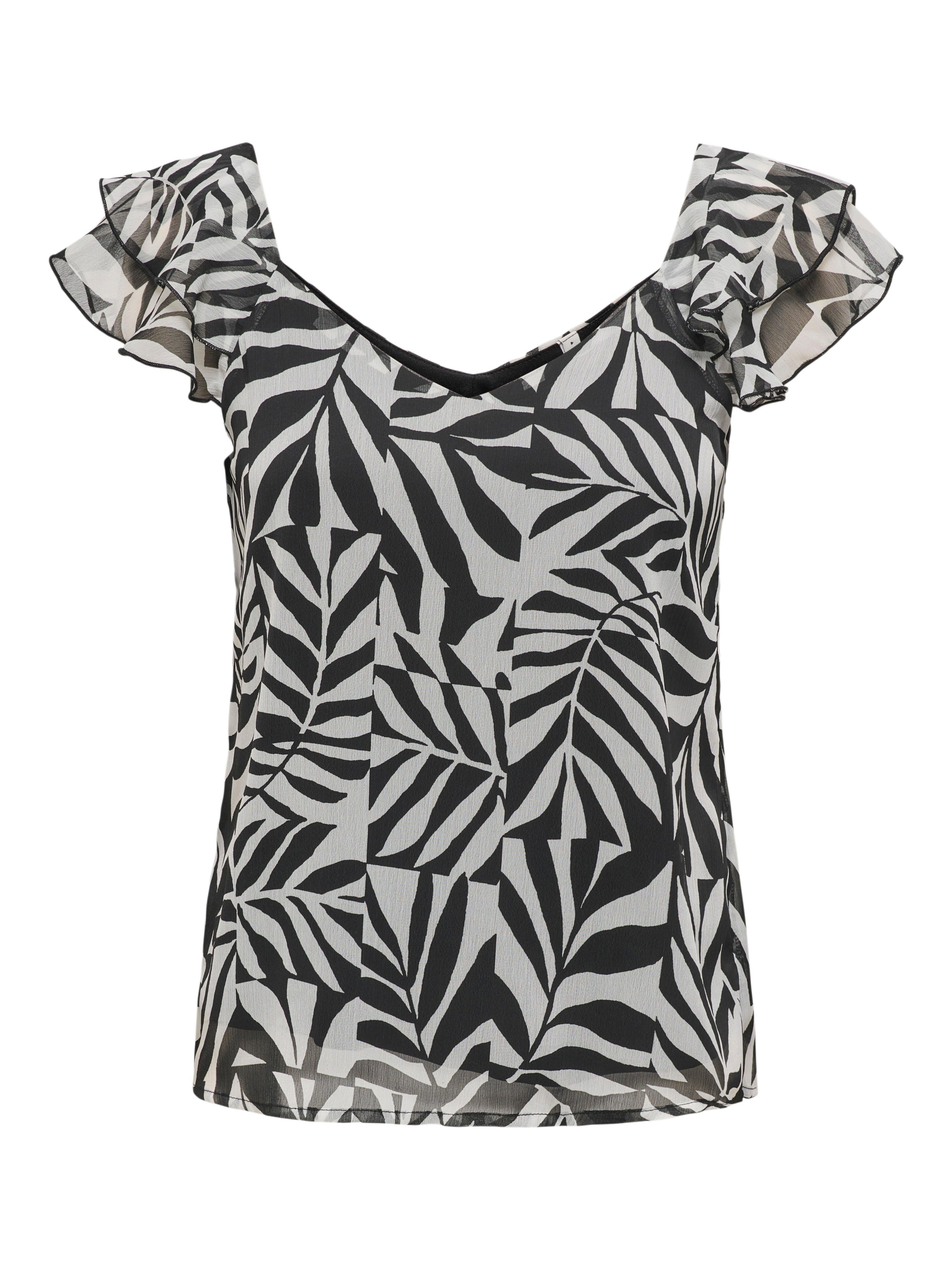 ONLASTA LIFE CAPSLEEVE V-NECK TOP WVN 15322908/Black ONLY