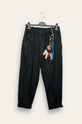 Soft trousers with keychain gadget, elastic waist