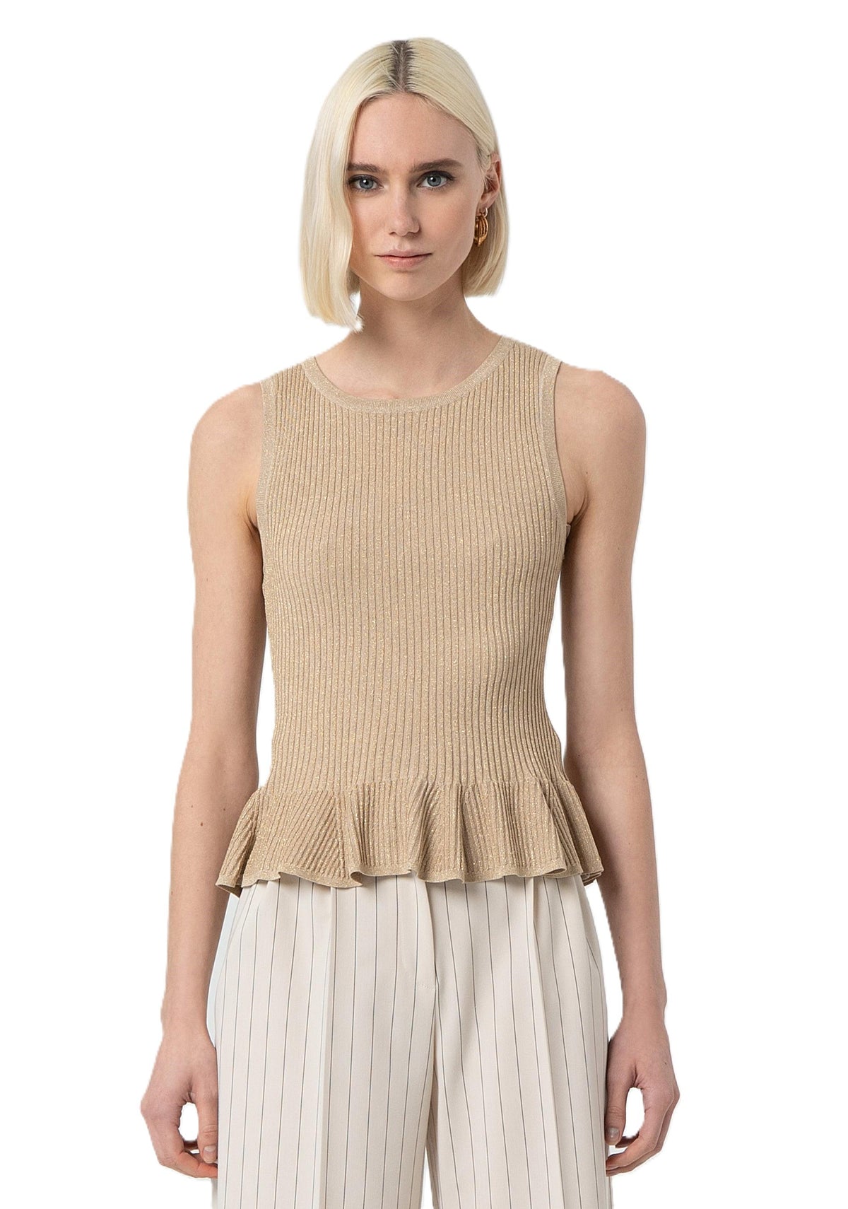 BOAT NECKLINE TOP GOLDLUREX 
