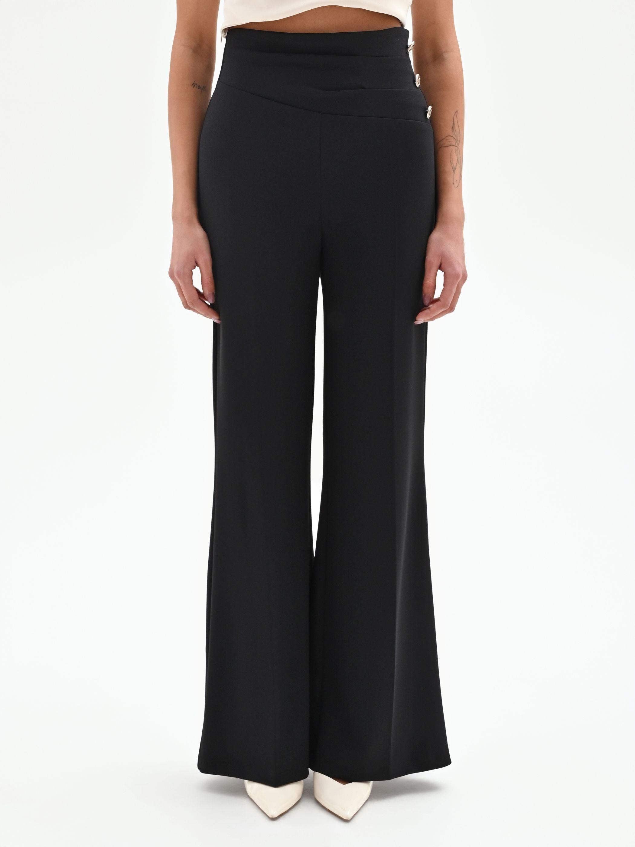 CFC 20264 G-PANTALONE VITA ALTA CON BOTTONI SCUBA 