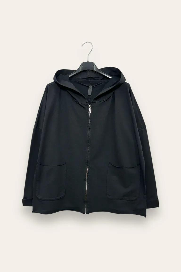 Felpa con zip e cappuccio VA-10682-VA-921265TU/Nero LOVEme