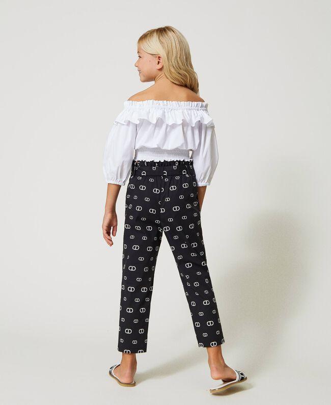 PANTALONE SLOUCKY IN POPELINE ST. "OVAL T" ALLOVER 