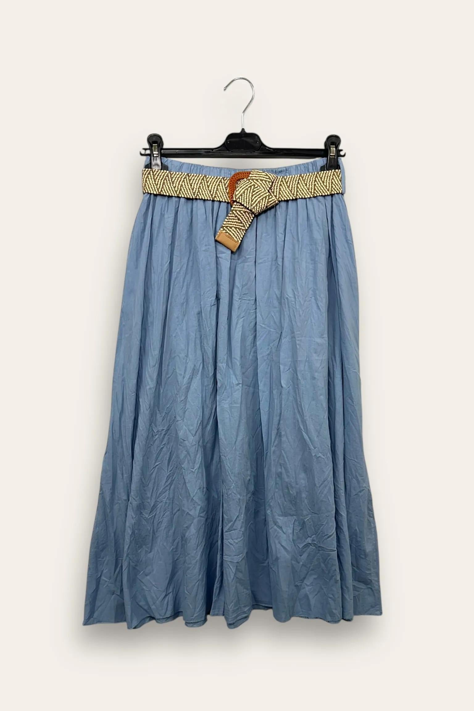 Gonna in cotone stroppicciata CH-12875/Azzurro LOVEme