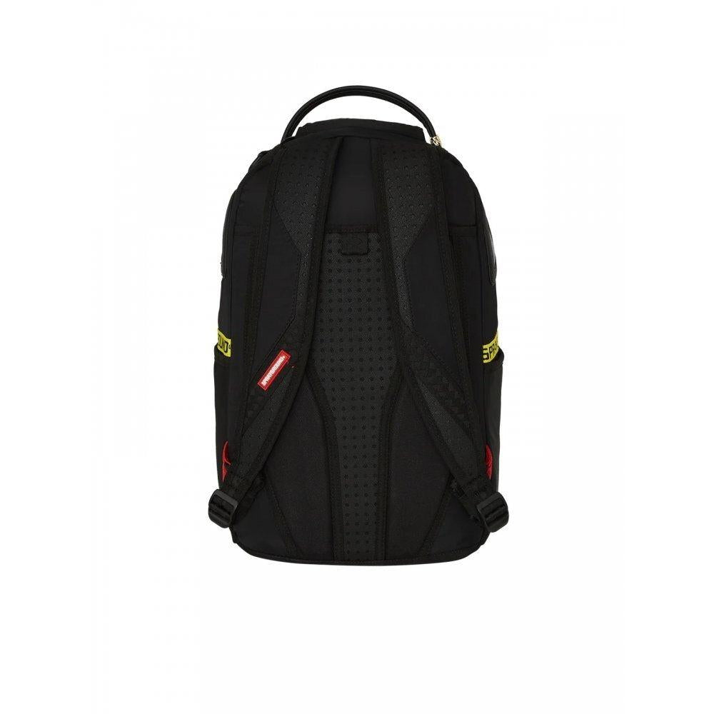 SHARK CENTRAL YELLOW TAPE DLX SATIN BACKPACK 910B7736NSZ/ SPRAYGROUND