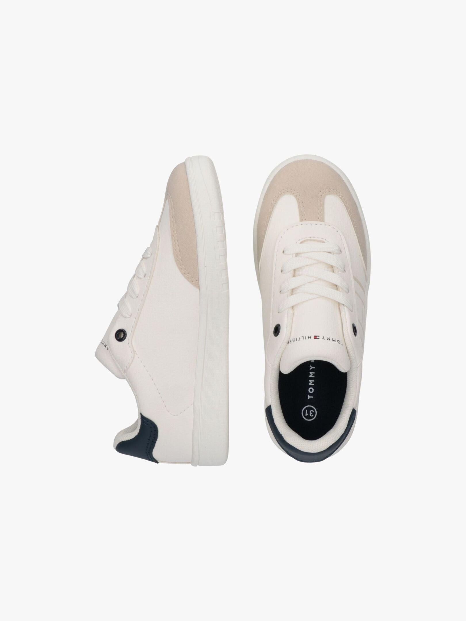 SNEAKER BASSA ALLACCIATA BEIGE/BIANCO/BLU 