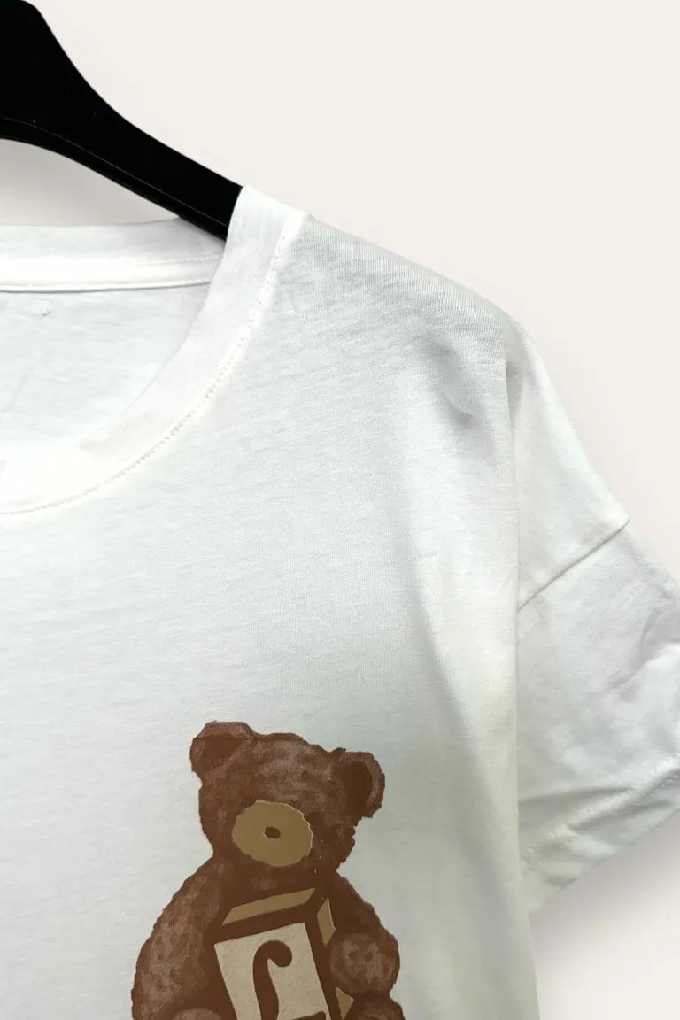 T-shirt con stampa orsacchiotto VB-10783/Bianco LOVEme