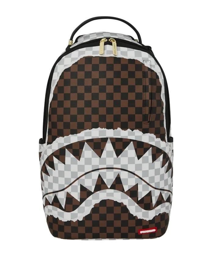 CREAM BROWN TEAR CHECK BACKPACK 910B8290NSZ/CREAM SPRAYGROUND