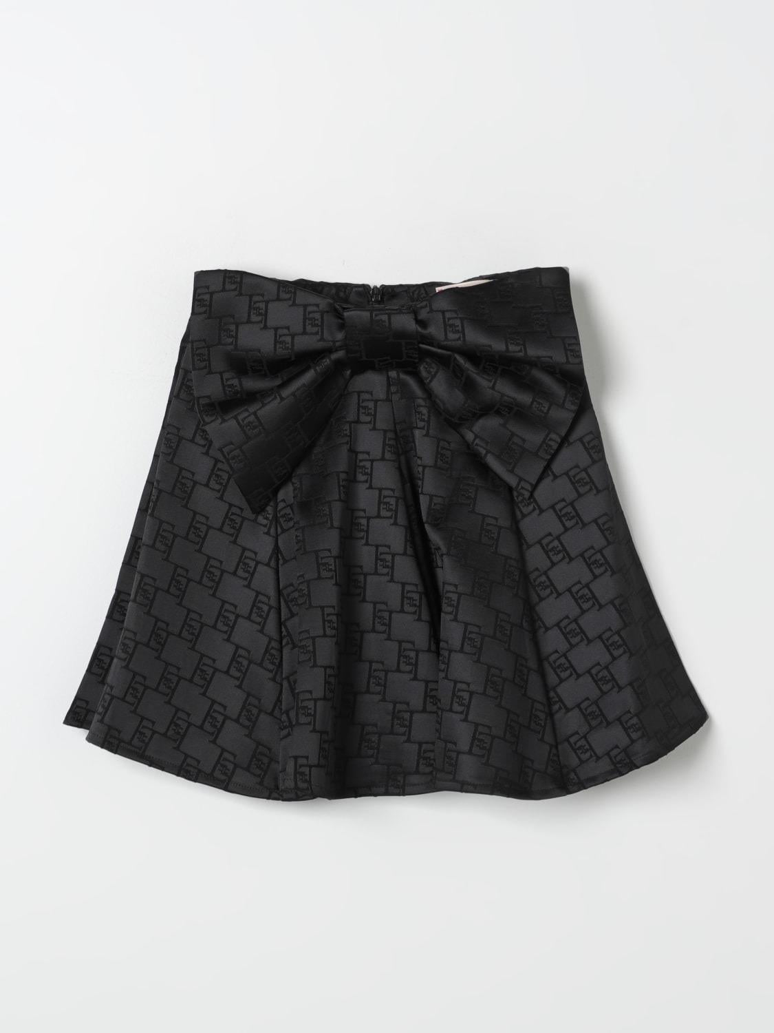 GONNA IN RASO JACQUARD EF CON MAXI FIOCCO NERO EFGO160 0 TV029/N000 ELISABETTA FRANCHI La Mia Bambina