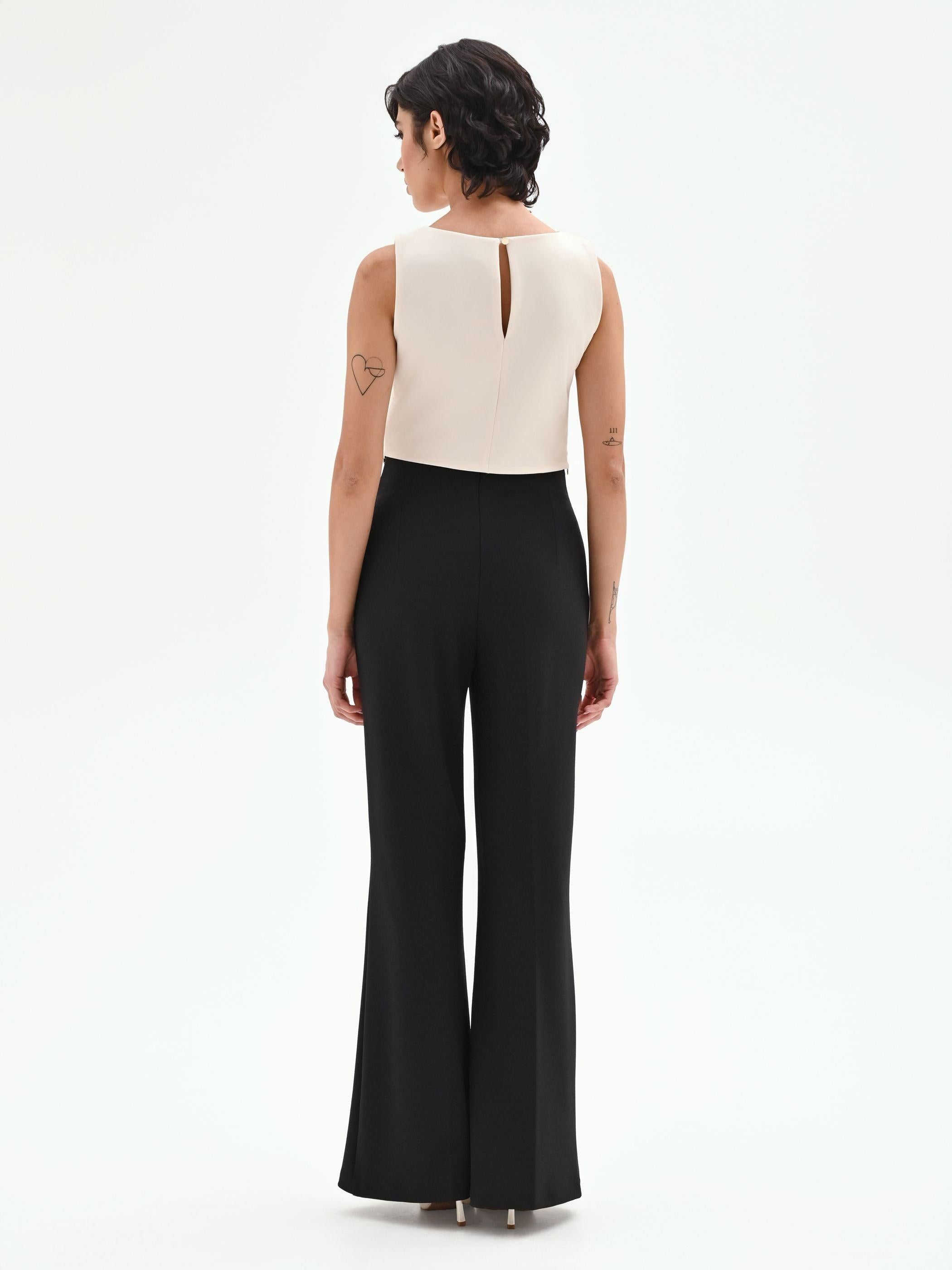 CFC 20264 G-PANTALONE VITA ALTA CON BOTTONI SCUBA 