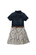 GUESS MIXED FABRIC SS DRESS W/BELT
