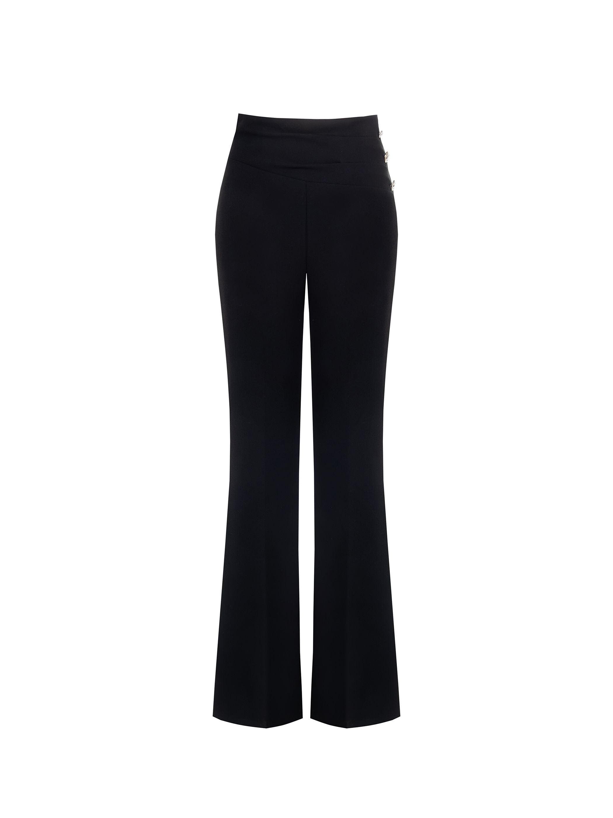 CFC 20264 G-PANTALONE VITA ALTA CON BOTTONI SCUBA 