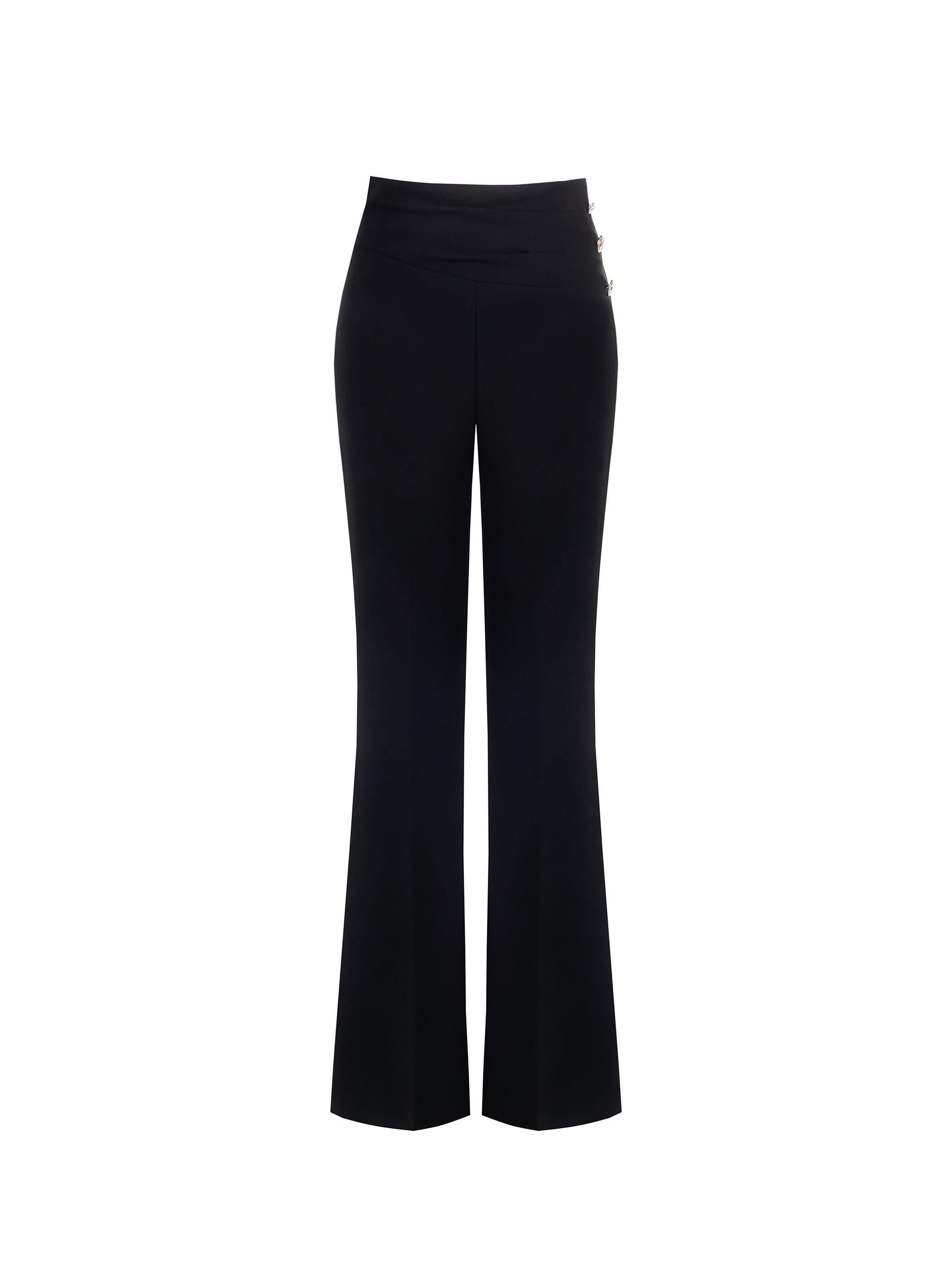 CFC 20264 G-PANTALONE VITA ALTA CON BOTTONI SCUBA 