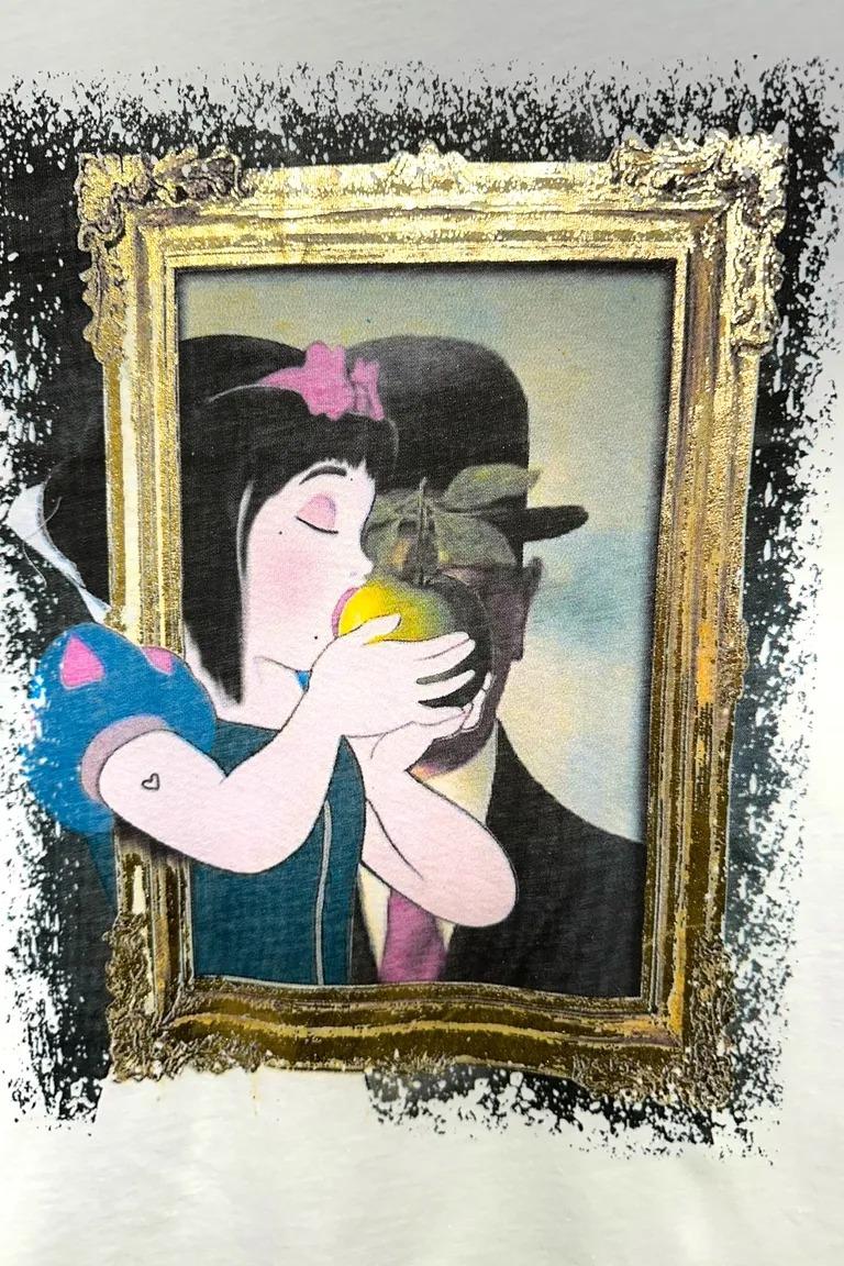 T-shirt stampa quadro e biancaneve VB-10777/Bianco LOVEme