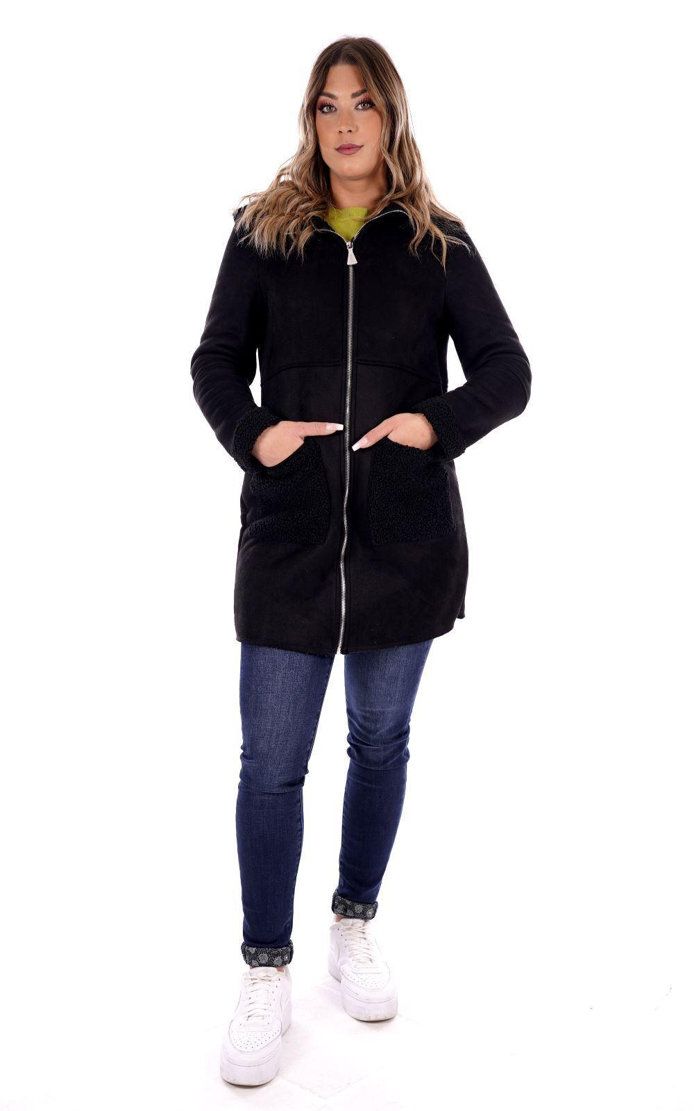 MONTONE LUNGO INTERNO IN ECO AGNELLINO MW564038/NERO MARKUP