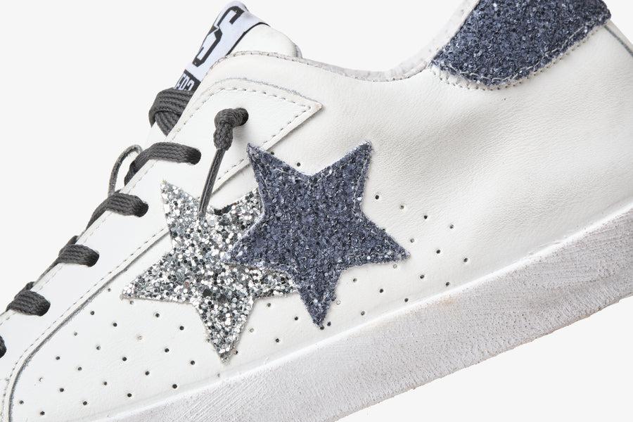 SNEAKERS PRIME STAR BIANCO/ARGENTO/BLU 