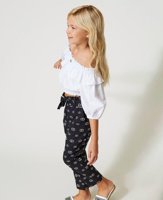 BLUSA IN POPELINE CON VOLANT E MANICA 3/4 231GJ2040/0366 TWINSET