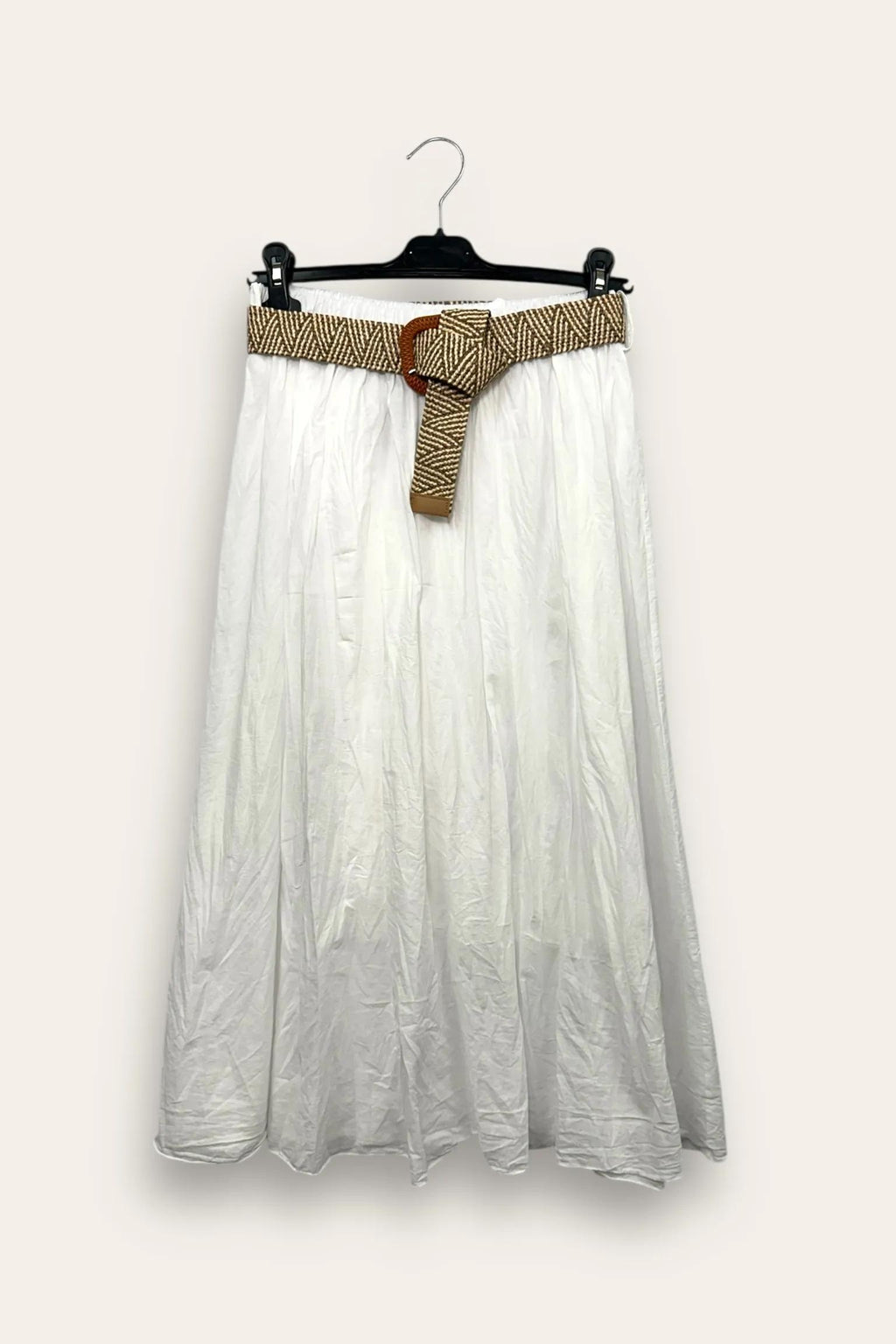 Gonna in cotone stroppicciata CH-12875/Bianco LOVEme