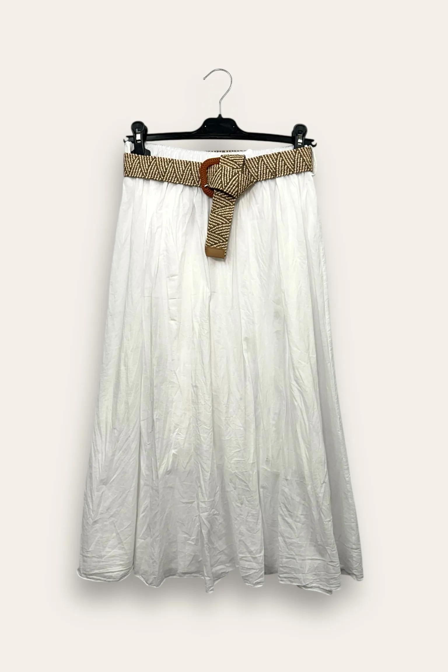 Gonna in cotone stroppicciata CH-12875/Bianco LOVEme