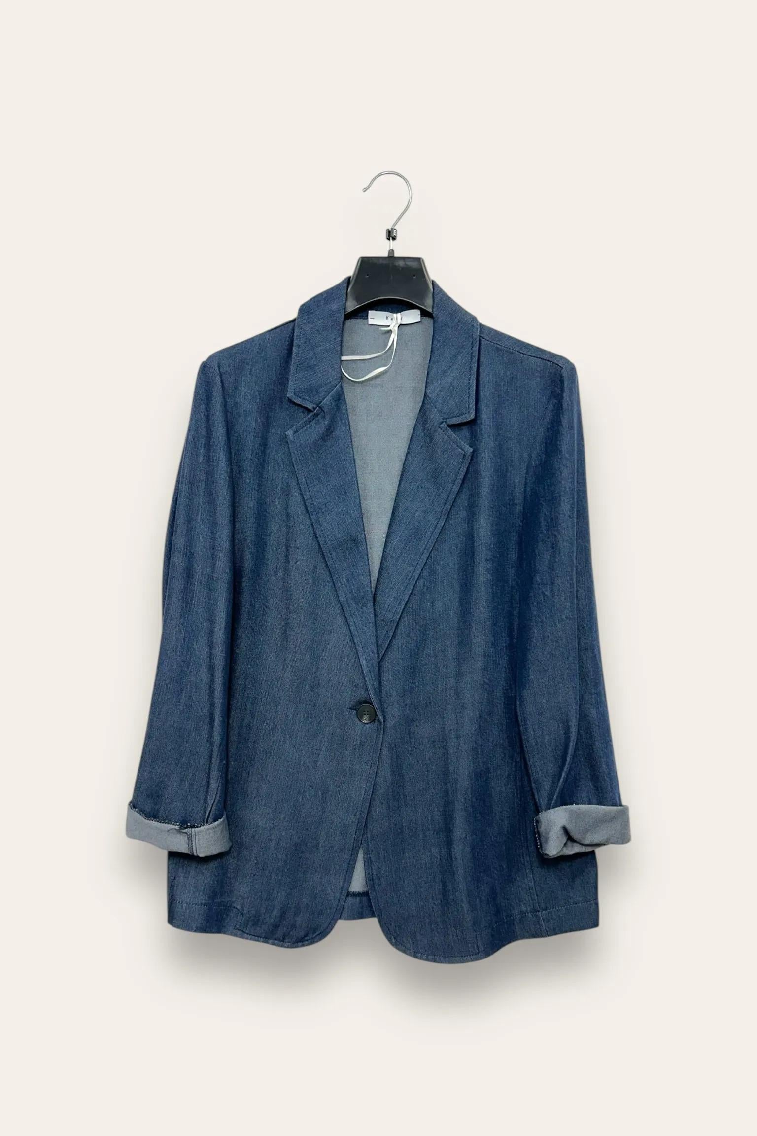 Giacca in denim, un bottone AM-10651-AM-8013/Blu Jeans Scuro LOVEme