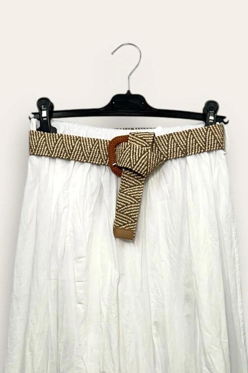 Gonna in cotone stroppicciata CH-12875/Bianco LOVEme
