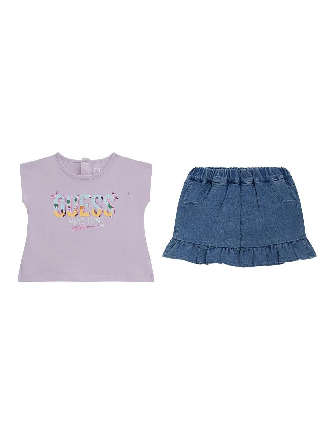 SET SS T-SHIRT+STR DENIM SKIRT 
