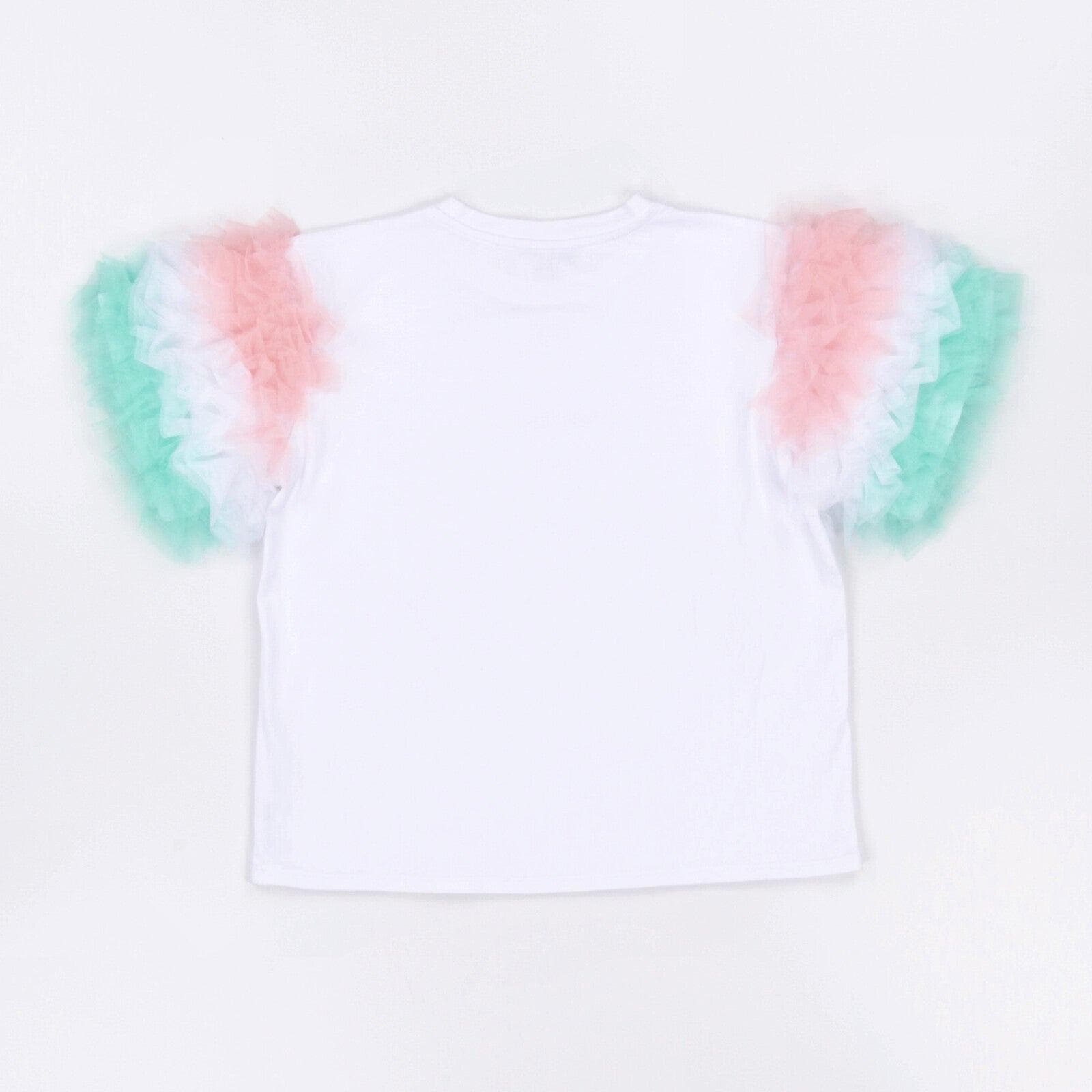 T-SHIRT IN JERSEY C/MANICHE IN TULLE SFUMATO 