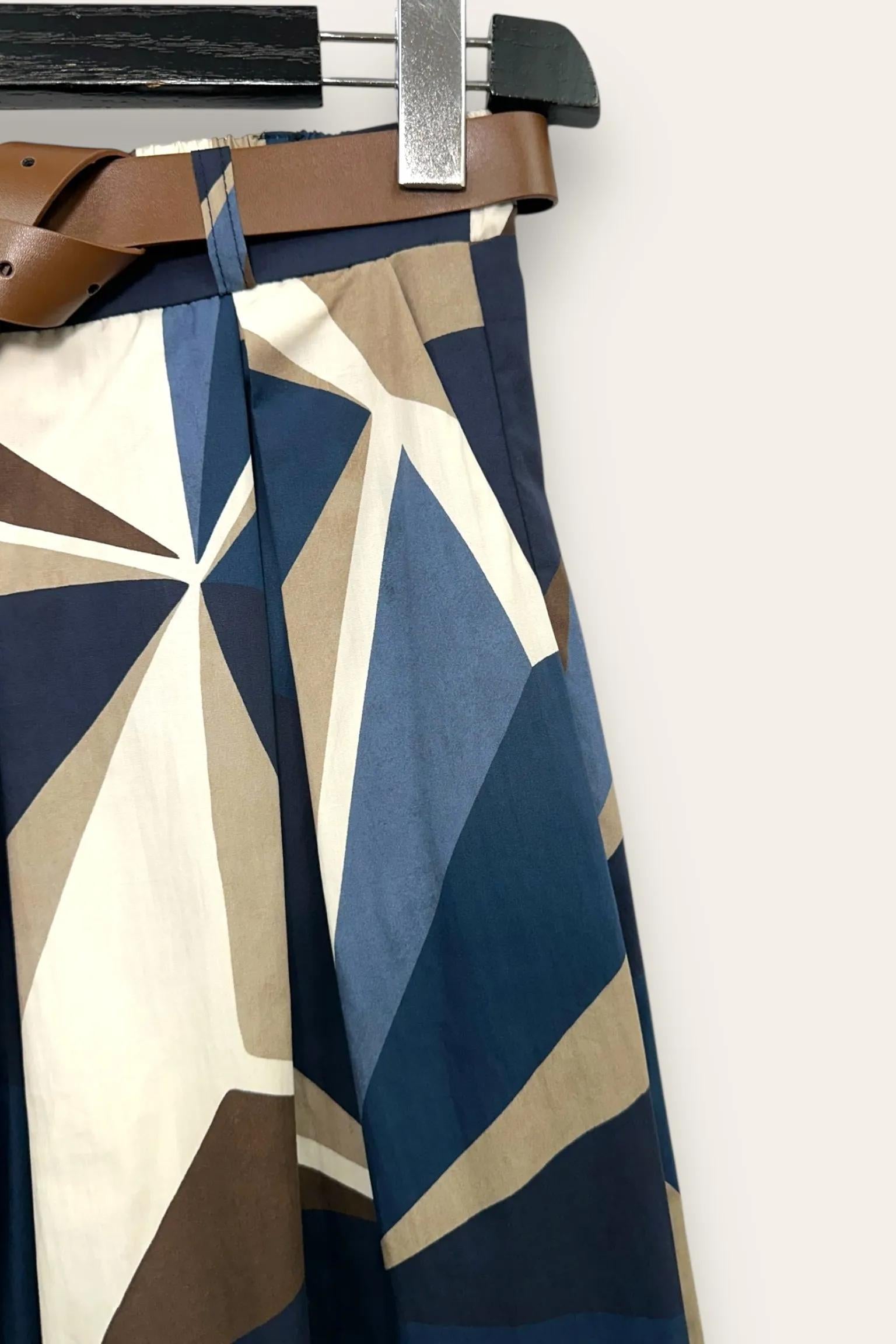 Pantagonna in fantasia geometrica, elastico retro vita CH-12869/Blu LOVEme