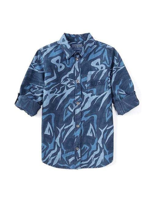 AOP INDIGO CANVAS ADJ.LS SHIRT 