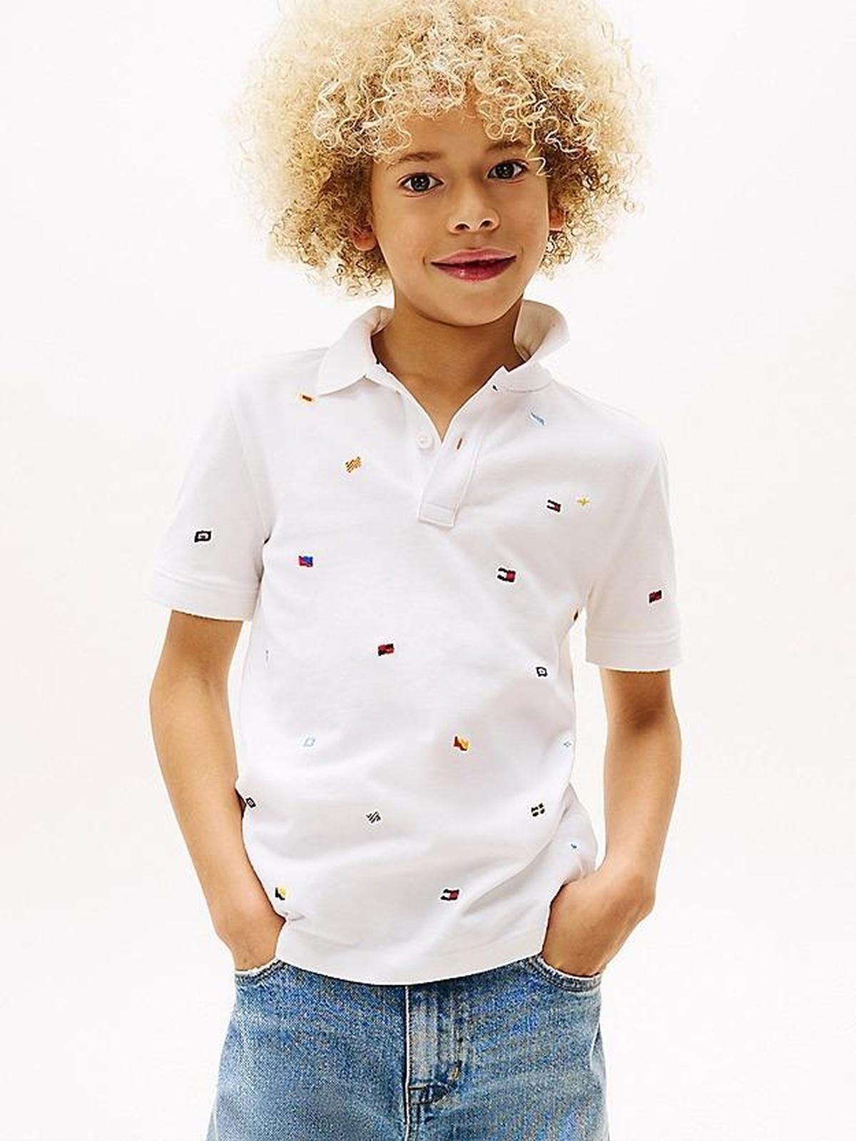 ALL OVER FLAG EMB POLO SS 