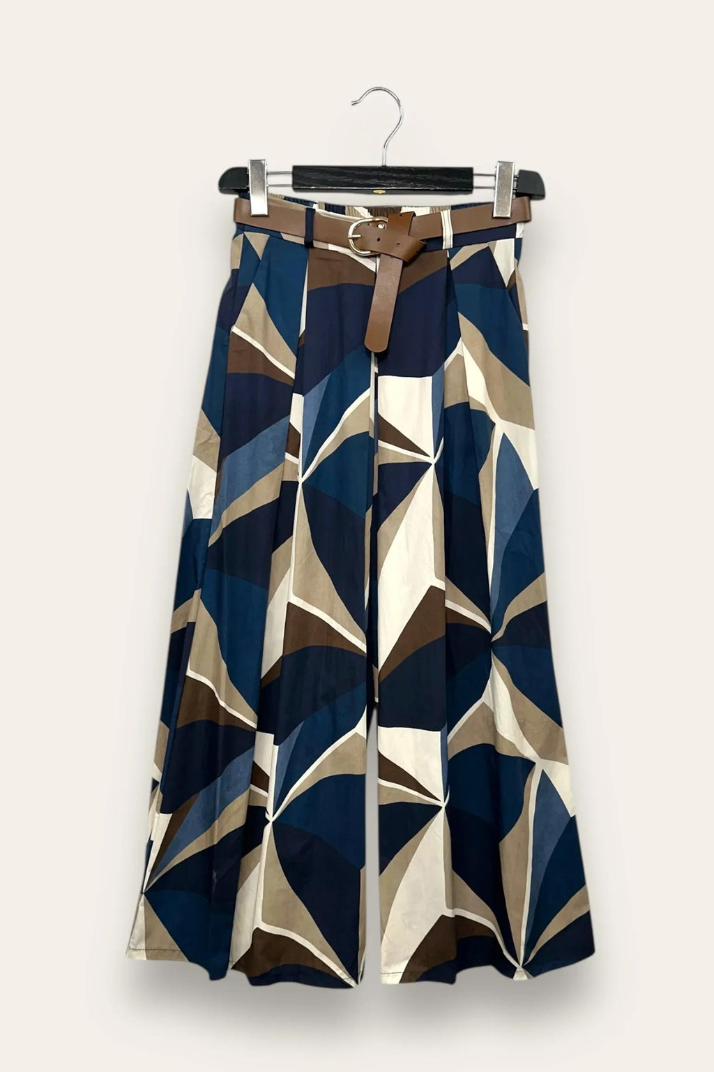 Pantagonna in fantasia geometrica, elastico retro vita CH-12869/Blu LOVEme