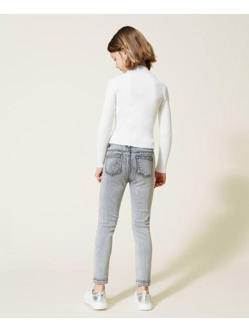 SKINNY IN DENIM DELAVATO CON APPLICAZIONI 222GJ2410/7284 TWINSET