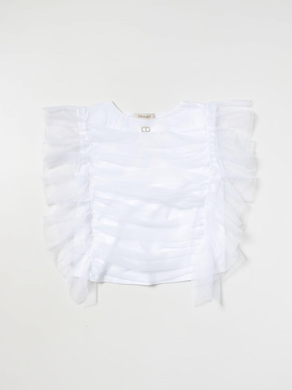 T-SHIRT IN JERSEY E TULLE C/DETTAGLIO ALETTA 