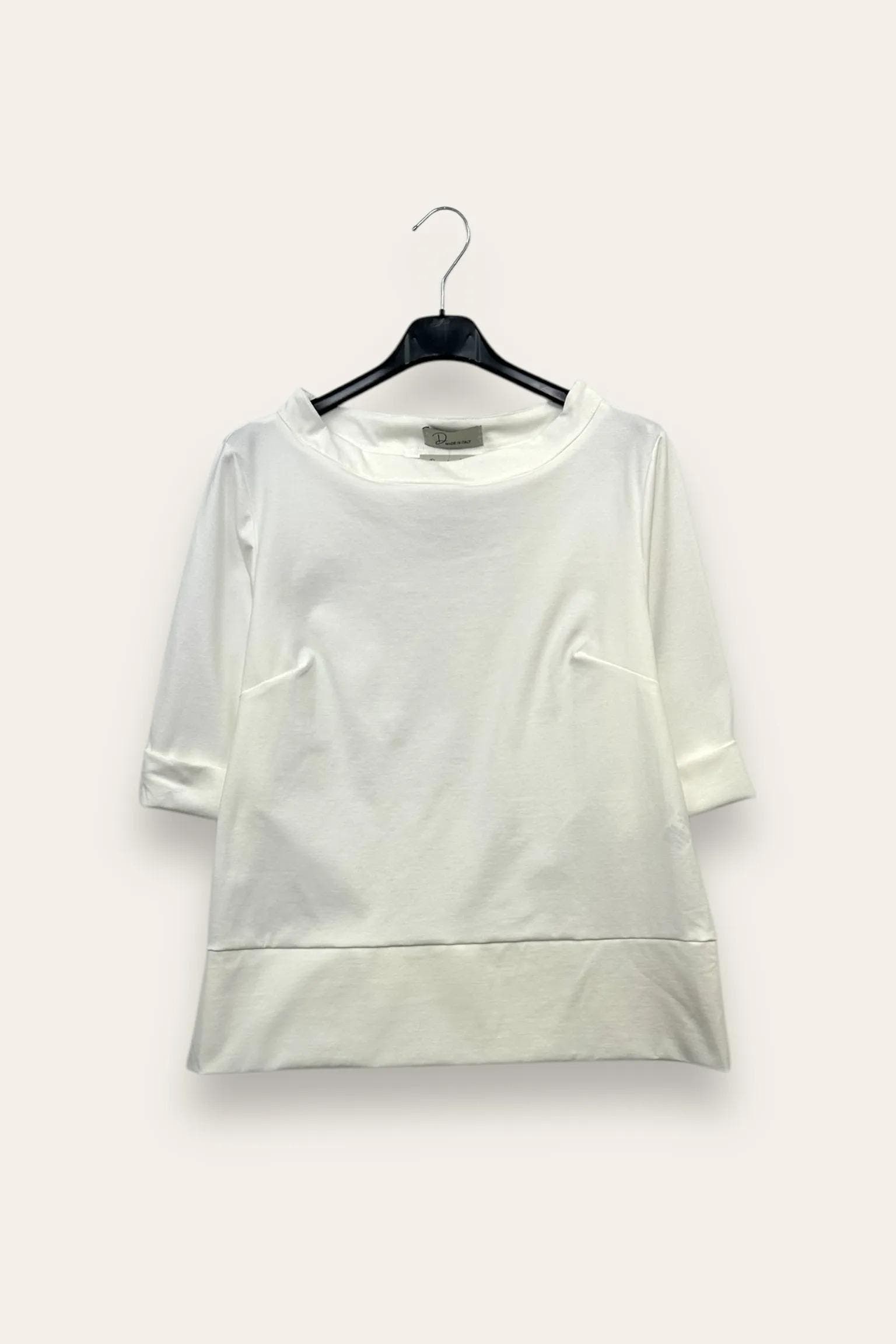 Blusa girocollo punto milano, spacchi ai lati 