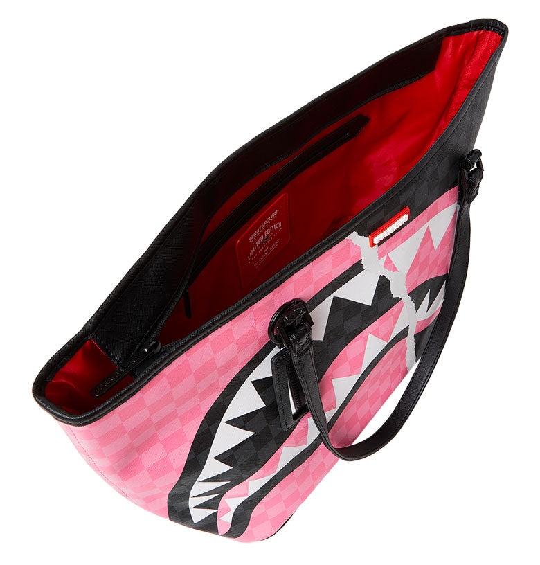 PINK AND BLACK TEAR SIP TOTE 