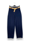 LOVEme Pantalone barrel in cotone con elastico retro vita