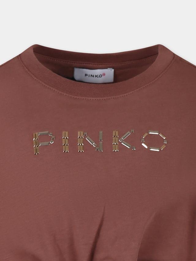 T-SHIRT CROPPED CON NODO + APPL. BORCHIE 