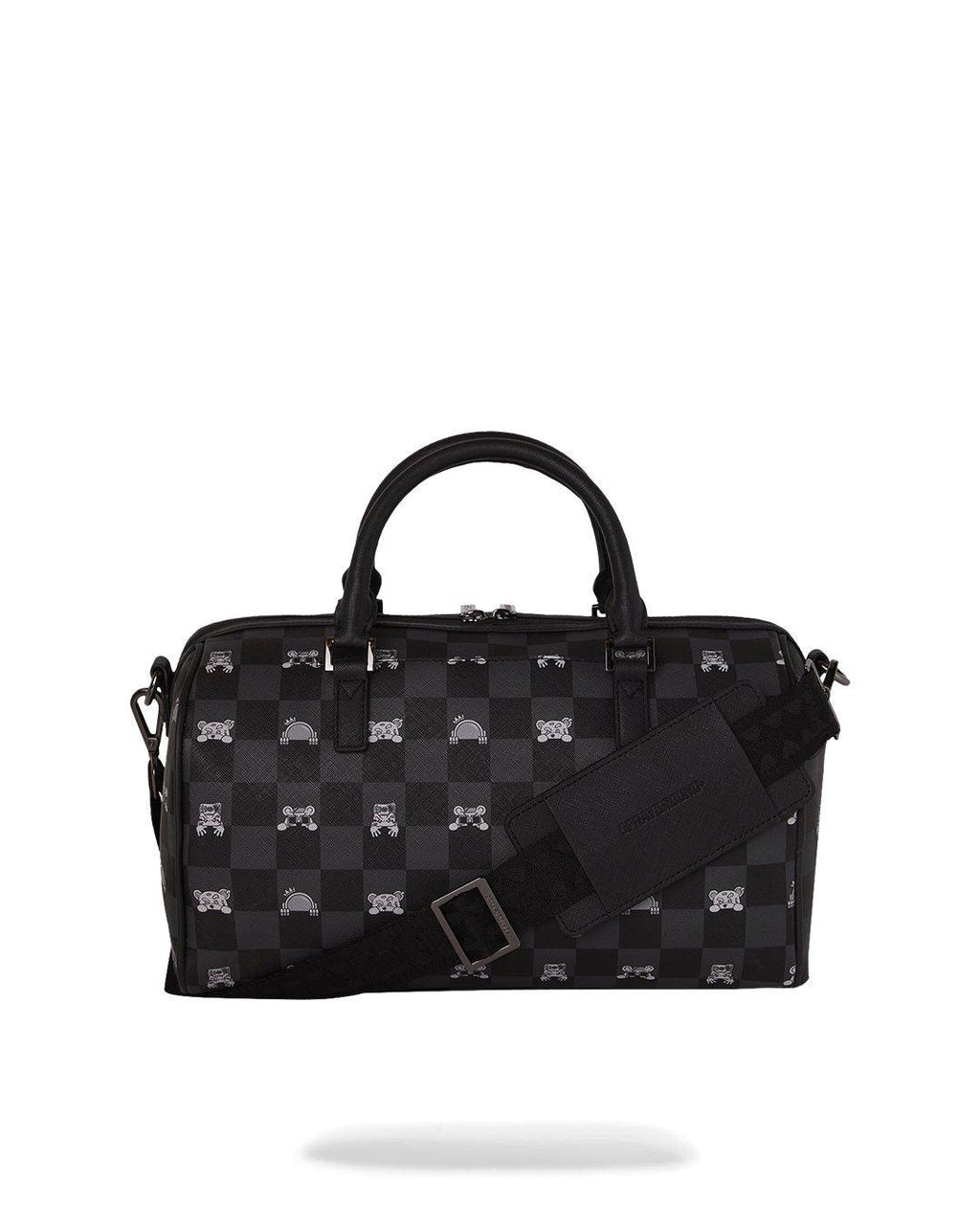 GRAY PEEKING CHARACTER CHECK MINI<BR/>DUFFLE 
