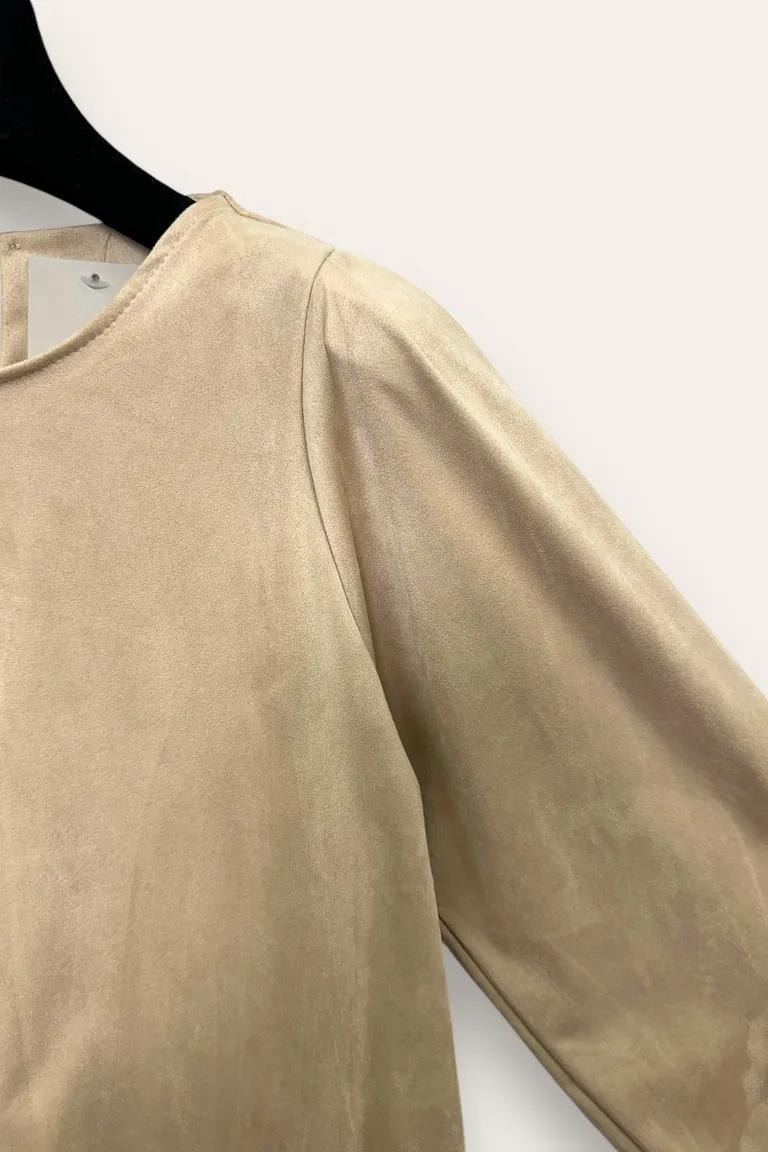 Abito in dainetto con bottone dietro JW-10732/Beige LOVEme