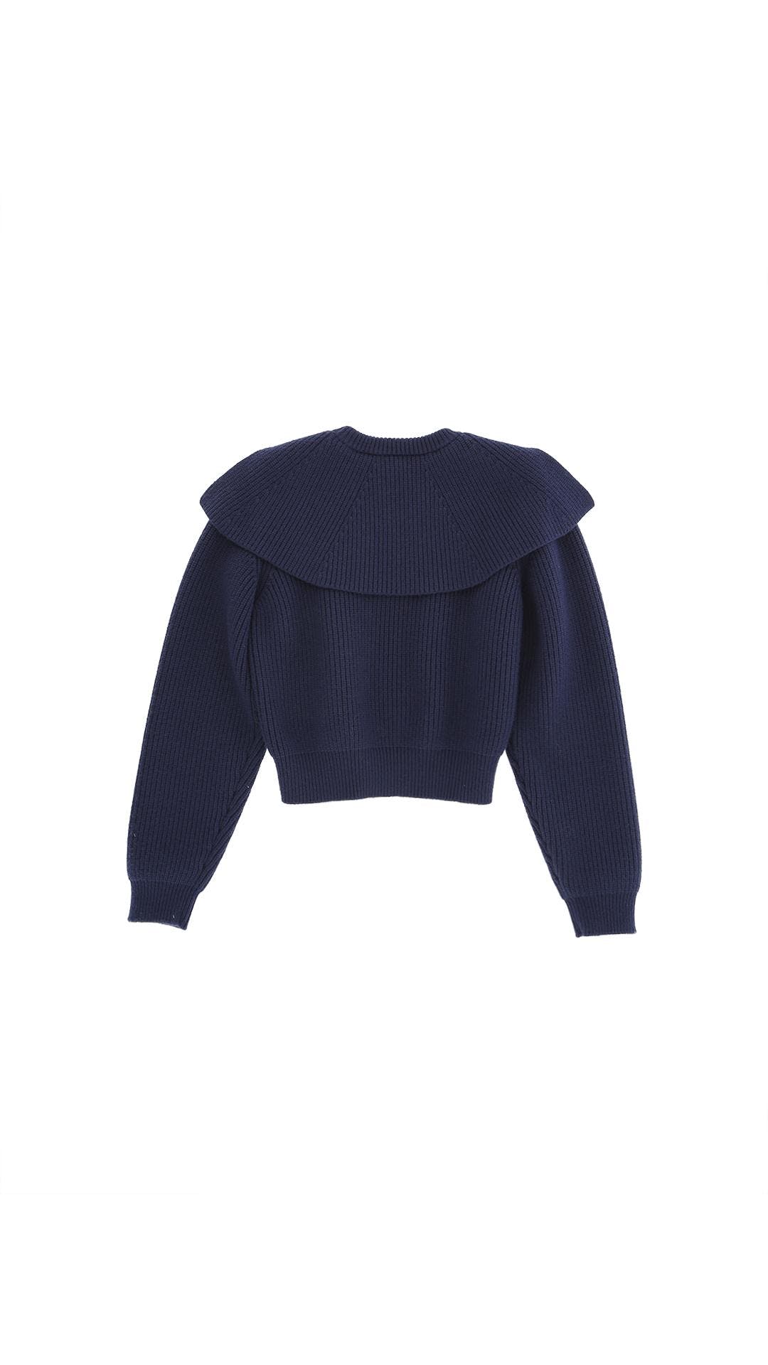 GIROCOLLO TRICOT CON BAVERO E RICAMO LOGO 