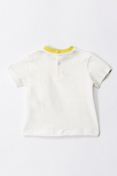 T-SHIRT CON COSTINA E RICAMO LOGO CEDRO/AVORIO 