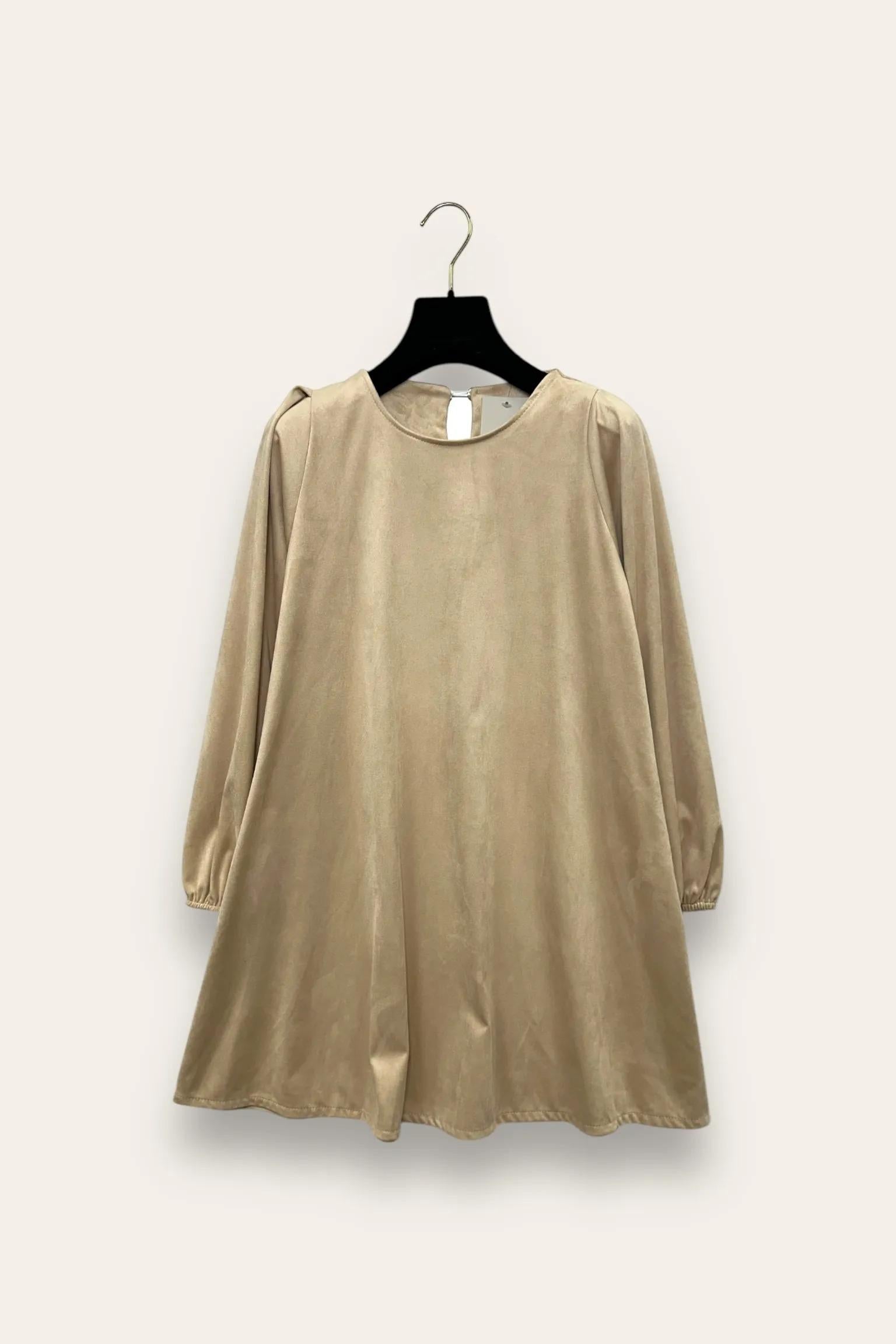 Abito in dainetto con bottone dietro JW-10732/Beige LOVEme