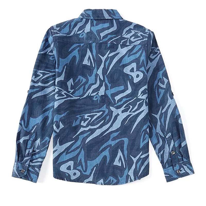 AOP INDIGO CANVAS ADJ.LS SHIRT 