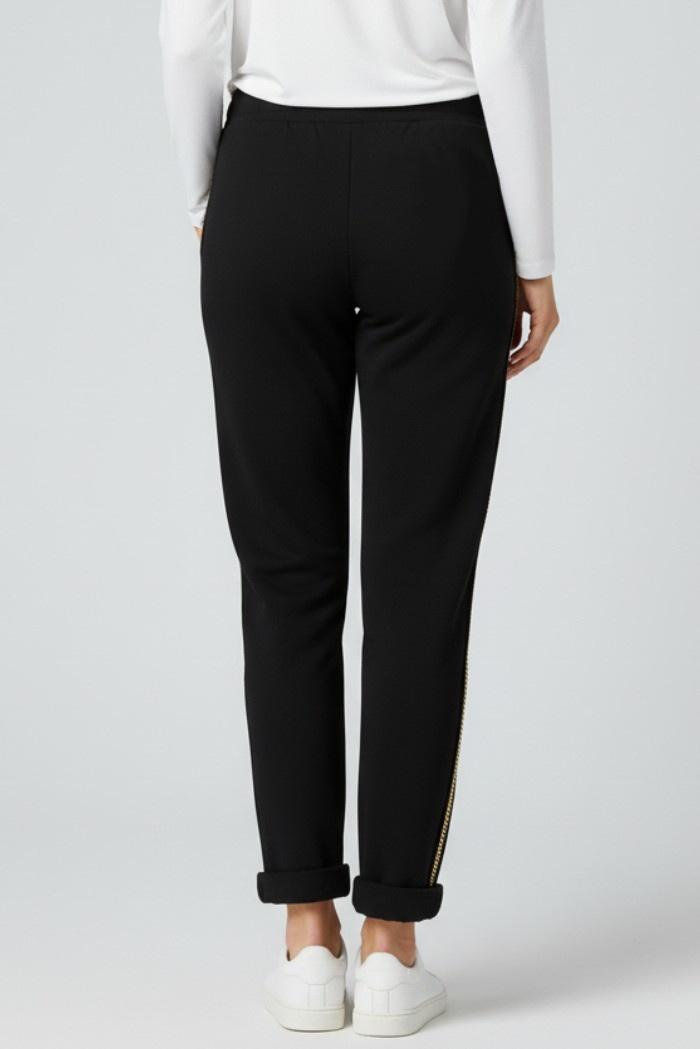 PANTALONE IN FELPA CON CATENA MW9620016/NERO MARKUP