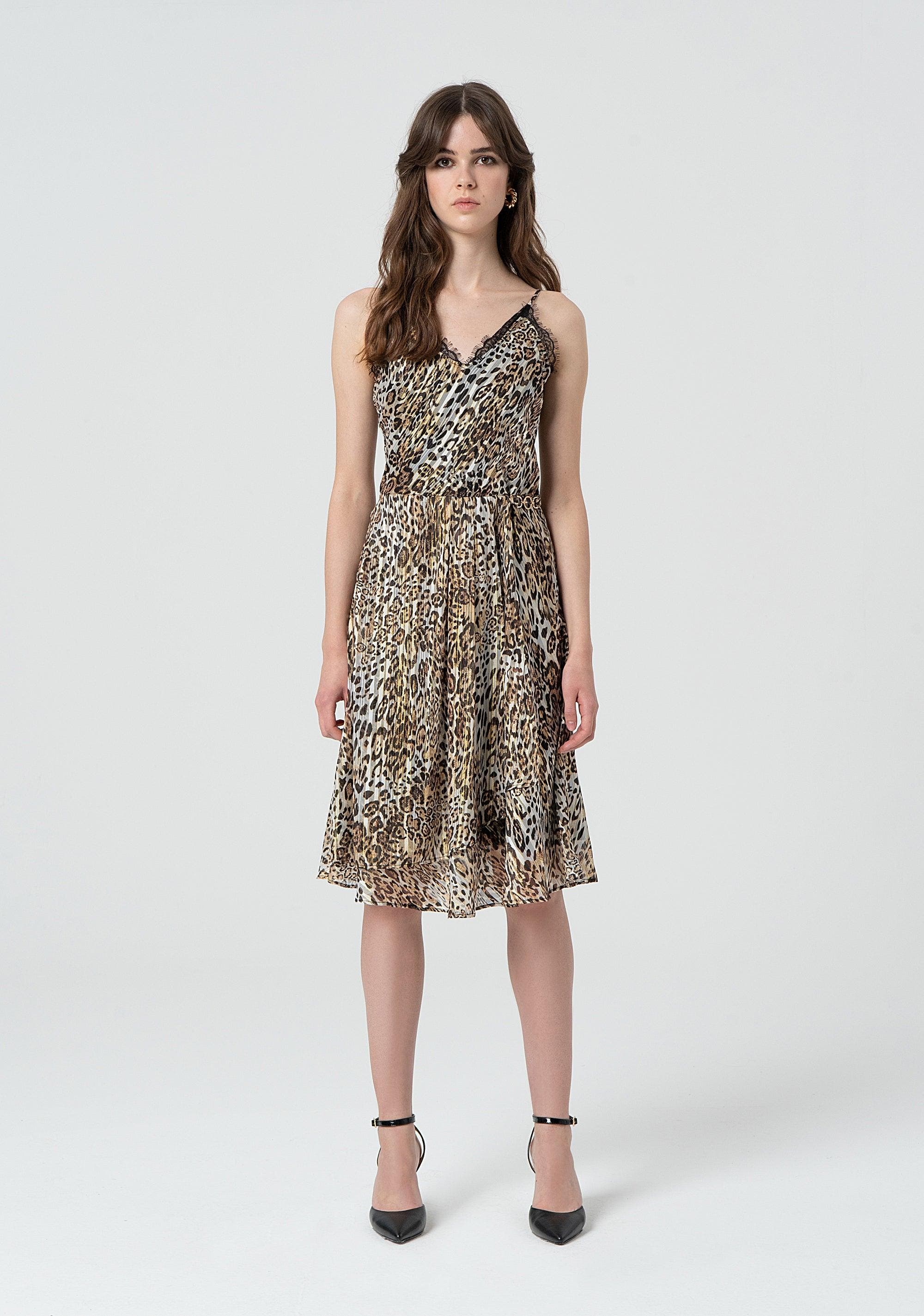 PRINTED TANK DRESS SANDBLACK 