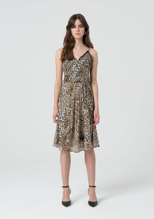 FRACOMINA PRINTED TANK DRESS SANDBLACK