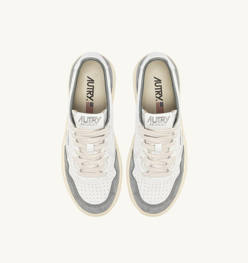Sneakers Autry Medalist Low in pelle di capra e suede Bianco/Grigio 