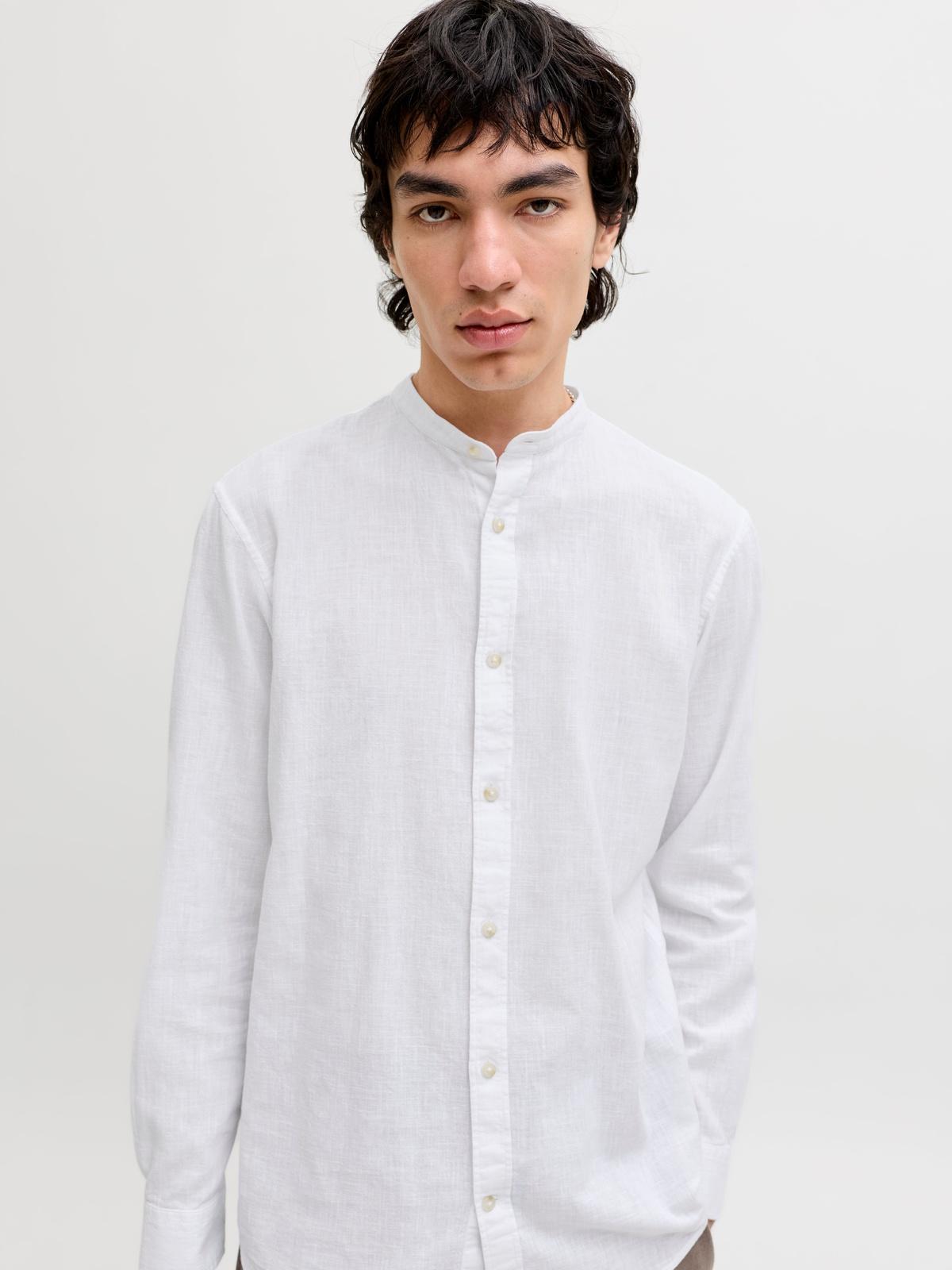 JJESUMMER LINEN BLEND BAND SHIRT L/S SN 