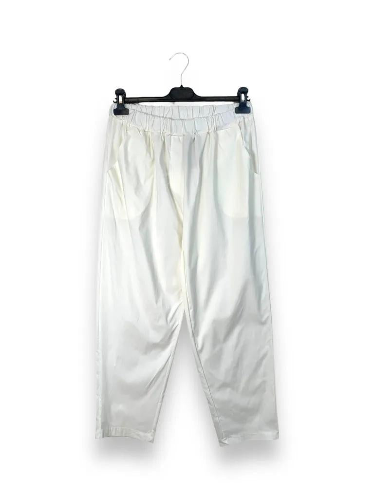 Pantalone a sigaretta con elastico in vita in bengalina 