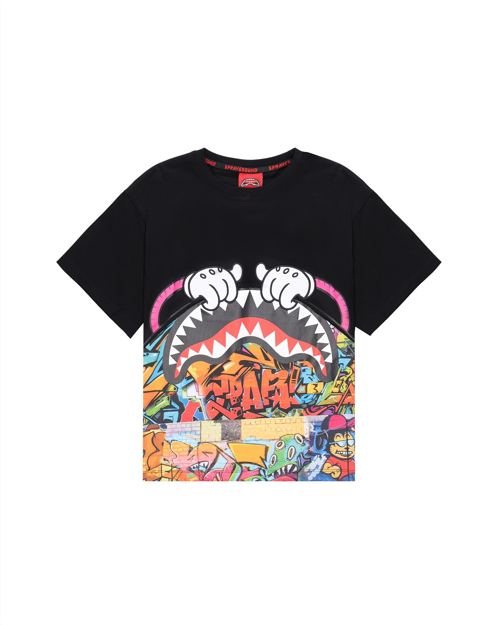 CURTAIN REGULAR T-SHIRT SPY1238/BLACK SPRAYGROUND